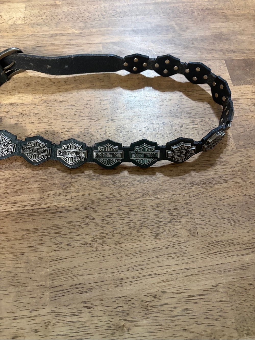 Harley-Davidson Black Leather Studded Logo Belt